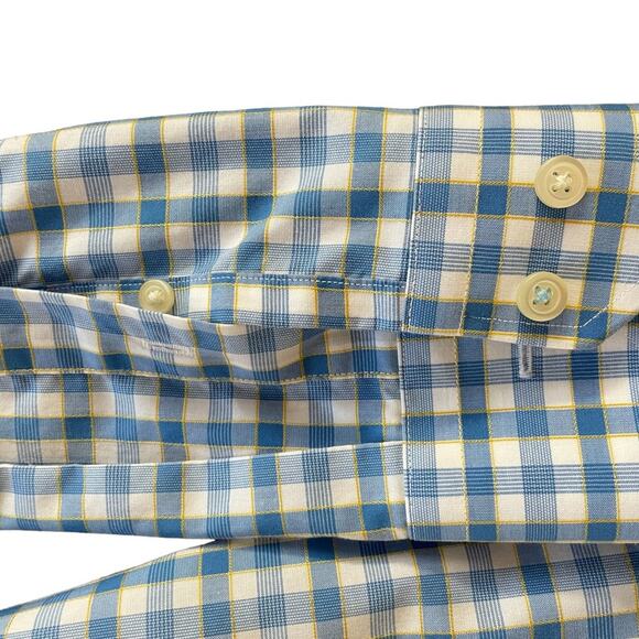 Banana Republic grant fit non iron cotton stretch plaid button down size m tall - Picture 6 of 12